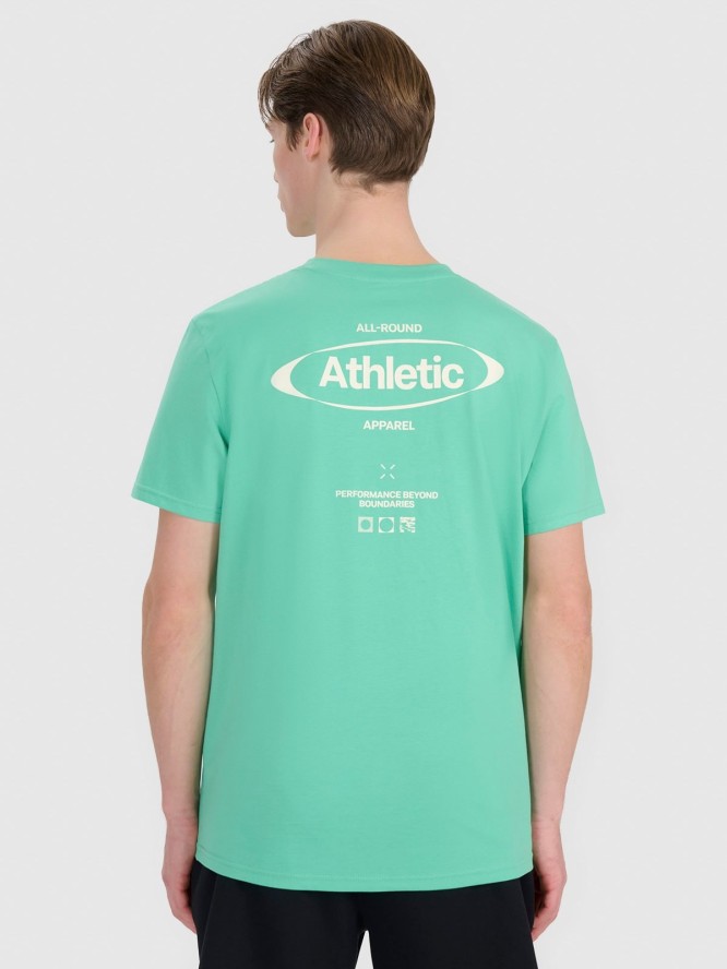 4F T-shirt regular z nadrukiem męski - zielony S