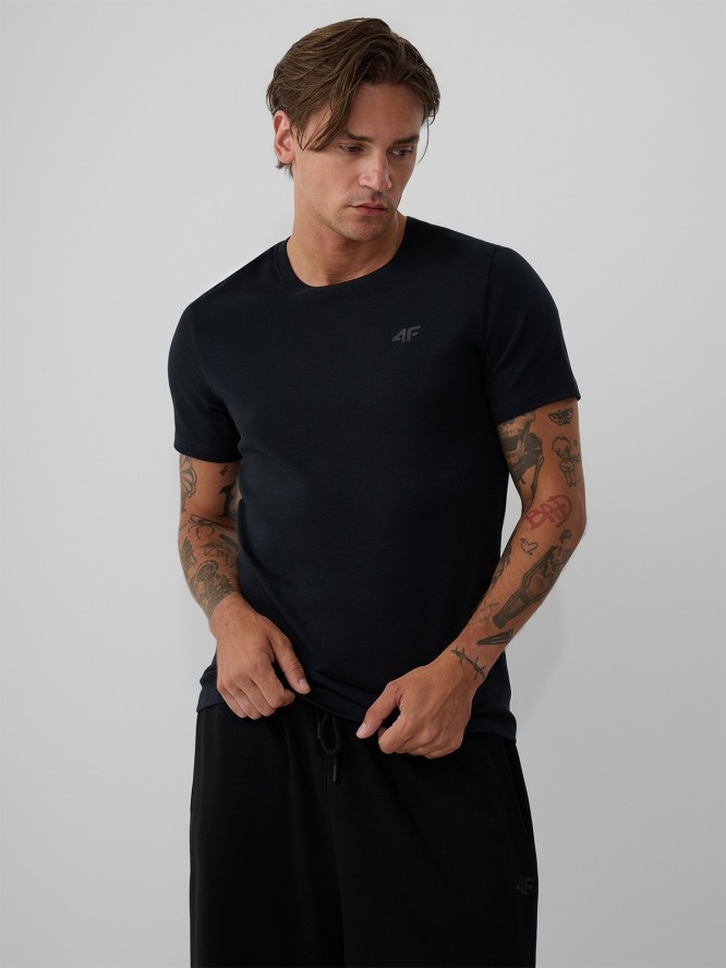 4F T-shirt slim gładki męski - szary M
