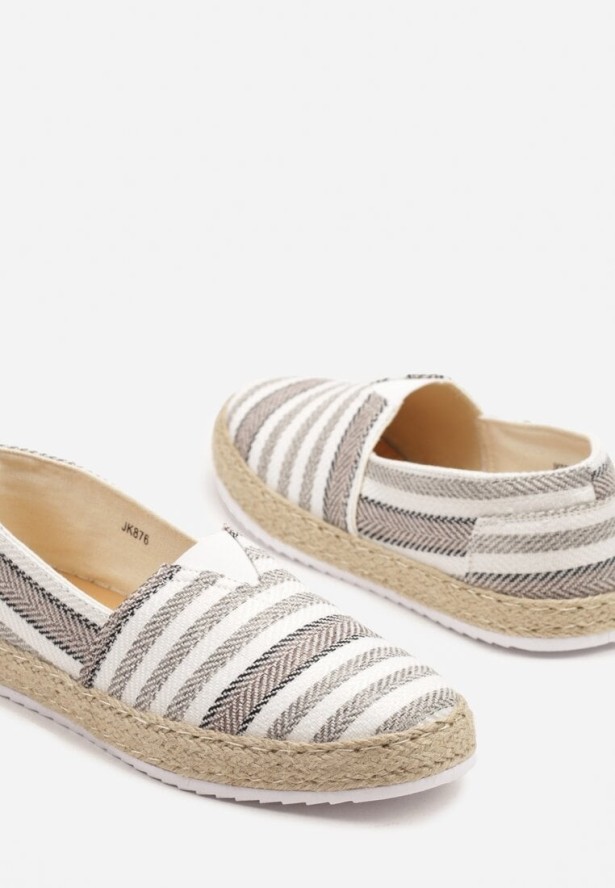 Beżowe Trampki w Stylu Espadryli Zdobione Plecionką Saraloria