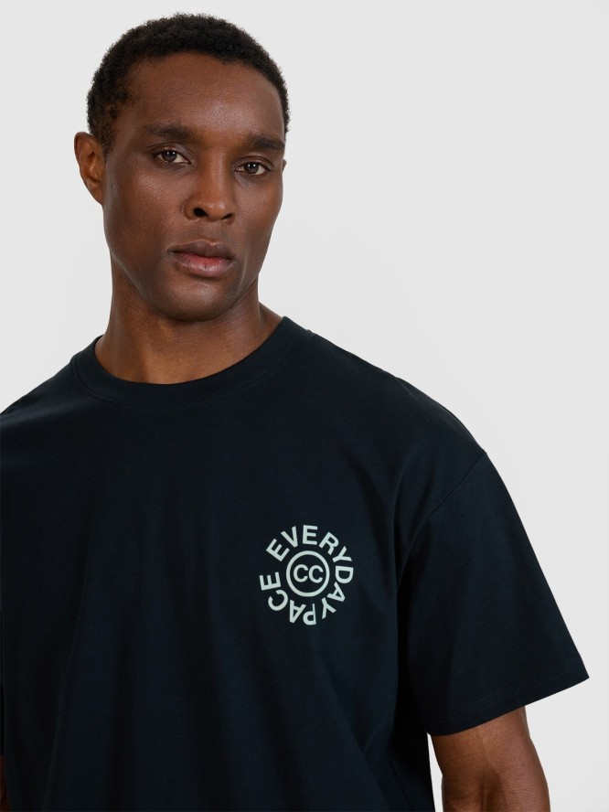 4F T-shirt oversize z nadrukiem męski - czarny XL