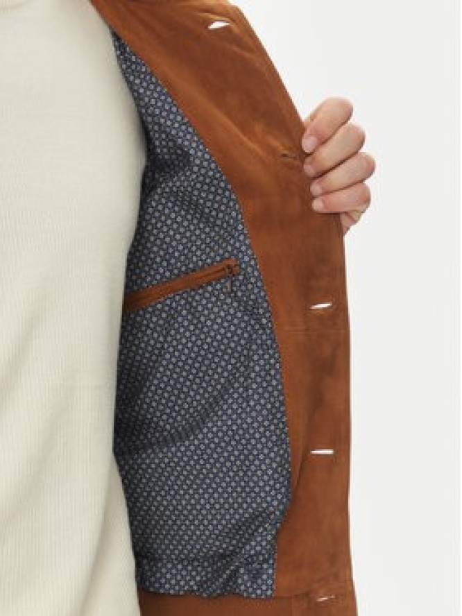 Serge Pariente Kurtka skórzana Starter Vs Brązowy Regular Fit