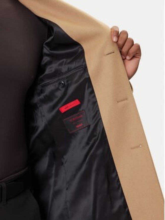 HUGO Płaszcz wełniany Migor2541 50546528 Beżowy Slim Fit