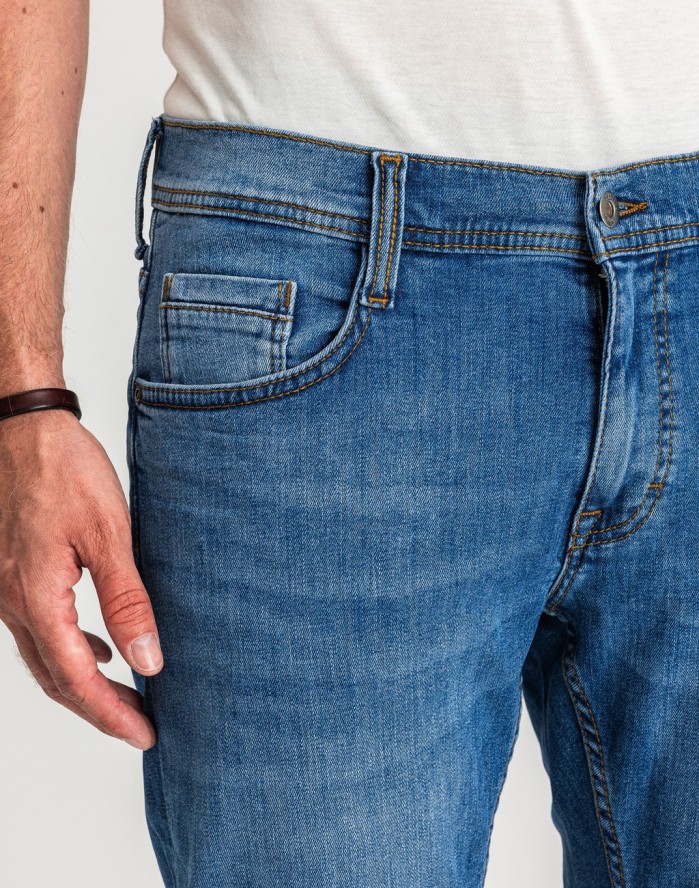 Męskie Spodnie Jeansowe Mustang Style Oregon Tapered Denim Blue 1017123 5000 682