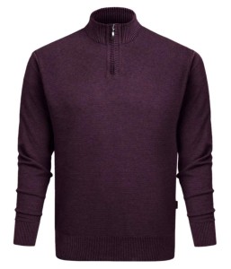 Wełniany Sweter z Wysokim Dekoltem na Zamek - Pako Jeans - Śliwkowy