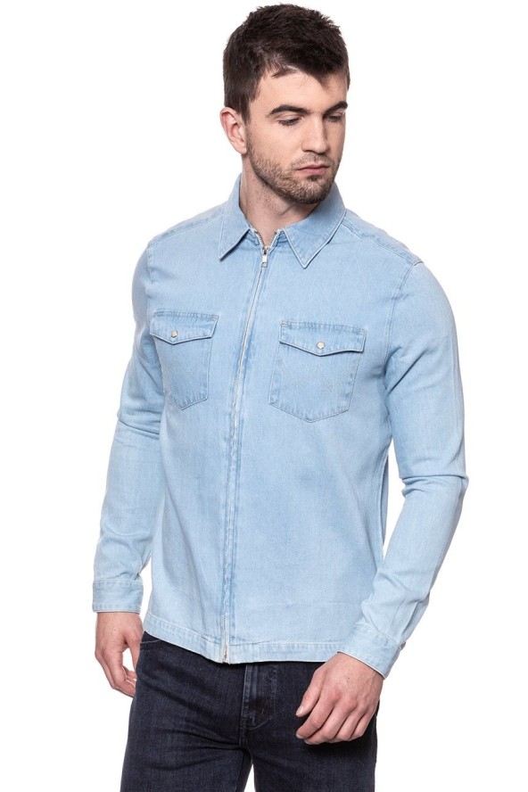 KOSZULA JEANSOWA MĘSKA WRANGLER SHACKET LIGHT INDIGO W5A031D4E 112129921