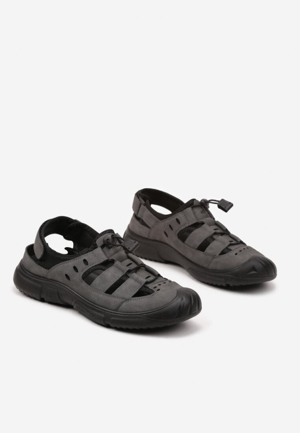 Szare Sandały ze Ściągaczem Zaliara