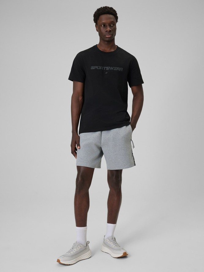 4F T-shirt regular z nadrukiem męski - czarny 3XL