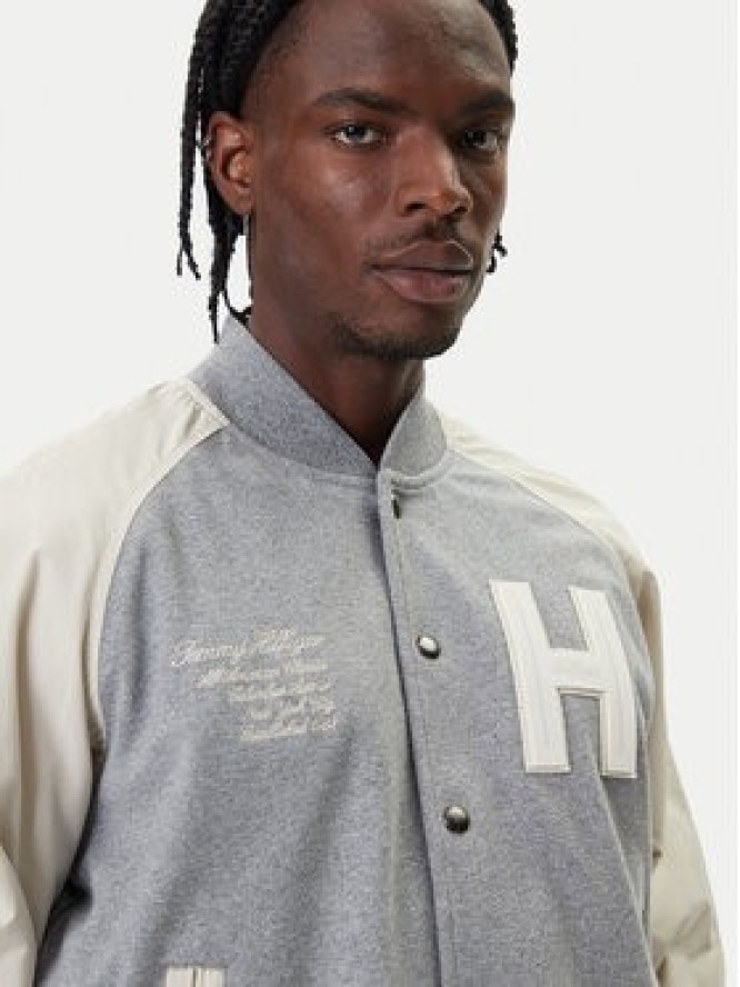 Tommy Hilfiger Kurtka bomber Mix Media Varsity MW0MW39684 Szary Regular Fit