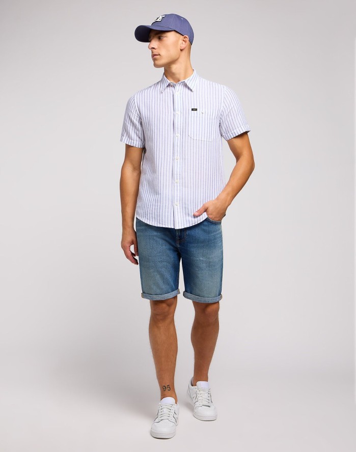 LEE RIDER SHORT MĘSKIE KRÓTKIE SPODENKI JEANSOWE JEANS WARM BREEZE 112349232 L73F016080