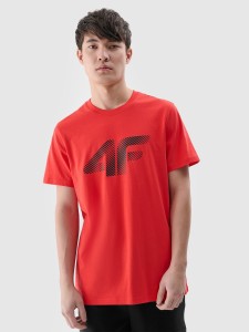 4F T-shirt regular z nadrukiem męski - czerwony M