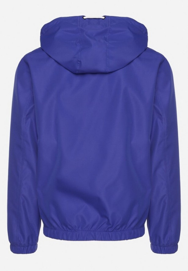 Niebieska Kurtka Wiatrówka z Kapturem i Zasuwanymi Kieszeniami Adivoria