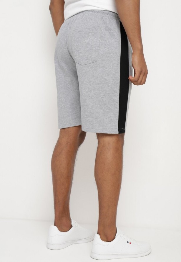 Szare Bawełniane Szorty z Gumką w Pasie z Wysokim Stanem Nisalia