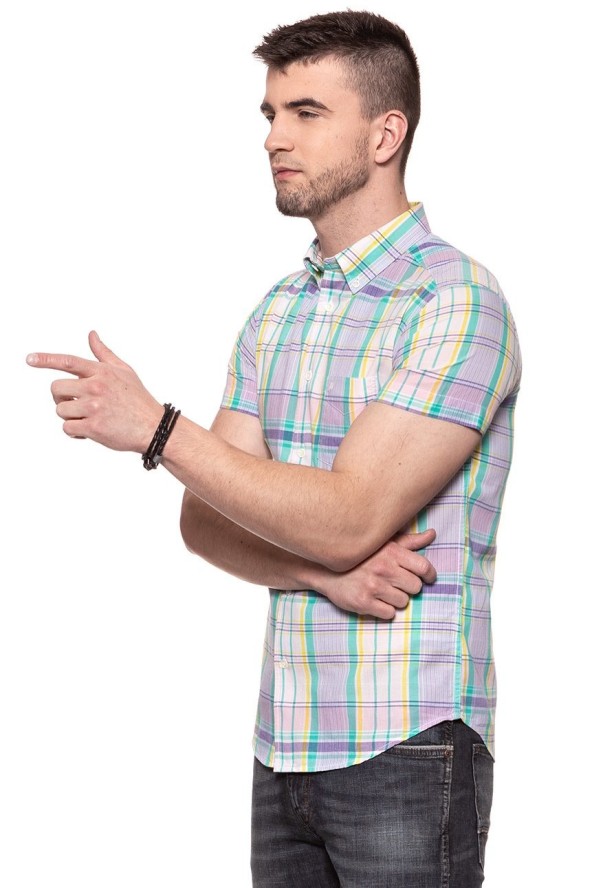 KOSZULA MĘSKA KRÓTKI RĘKAW WRANGLER SS 1PKT BUTTON-DOWN SEA PINK W5944NQWF 112129757