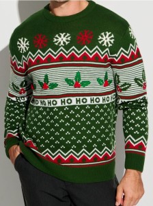 Sweter z motywem świątecznym - zielony