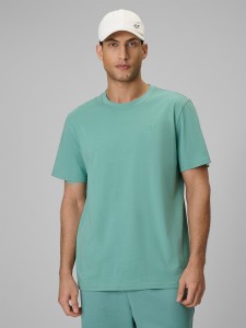 4F T-shirt regular gładki męski - miętowy S