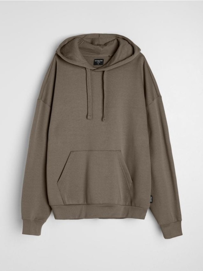 Bluza z kapturem z domieszką bawełny - brązowy