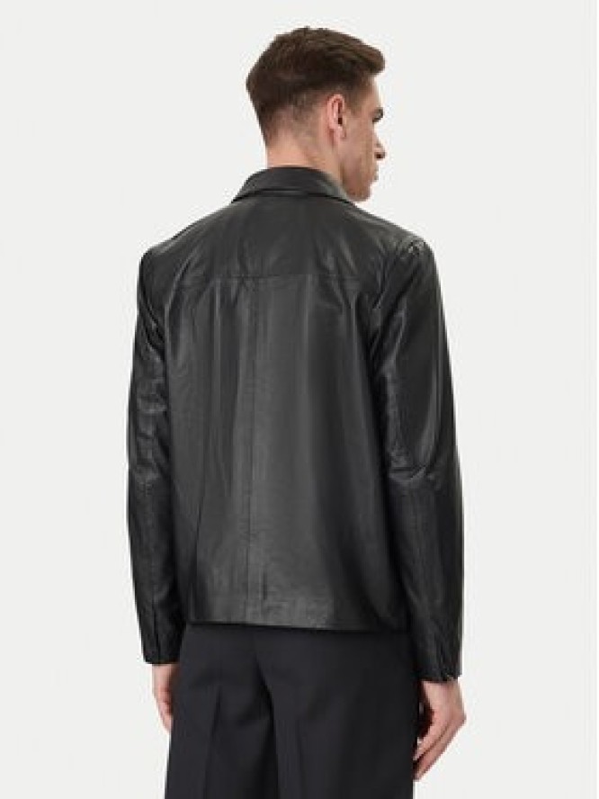 Calvin Klein Kurtka skórzana LV04LF423G Czarny Regular Fit