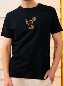 Koszulka z drobnym nadrukiem na przodzie - czarny