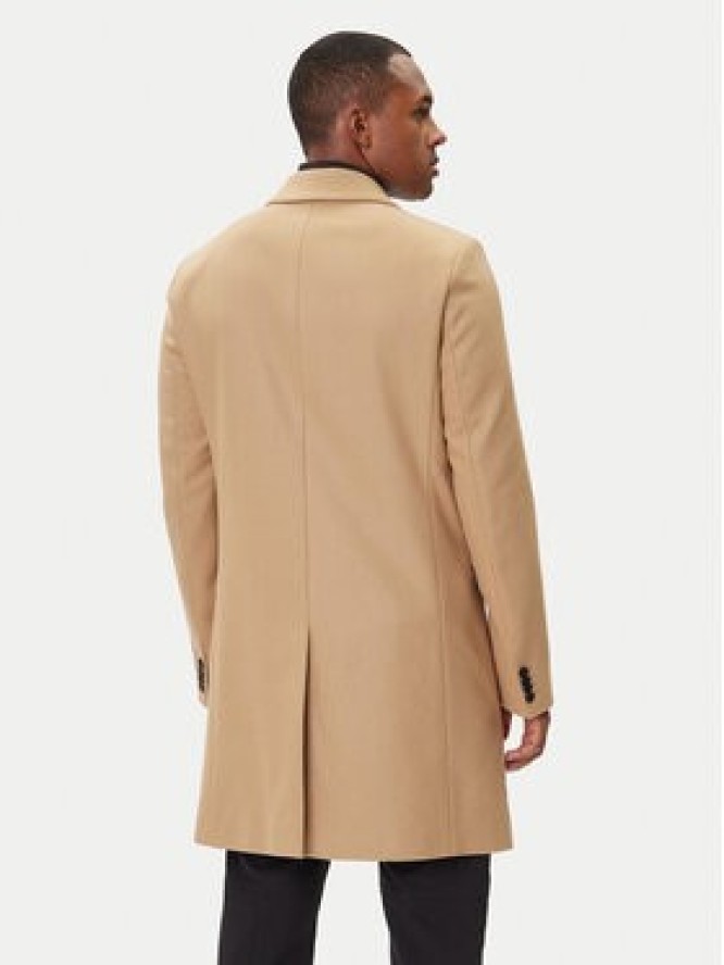HUGO Płaszcz wełniany Migor2541 50546528 Beżowy Slim Fit