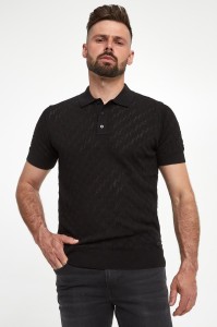 Polo męskie z dzianiny ażurowej KARL LAGERFELD