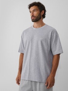 4F T-shirt loose gładki męski - szary XL