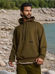 Bluza hoodie z wysokim kołnierzem - khaki