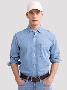 Koszula męska z imitacji jeansu niebieska Jason 147