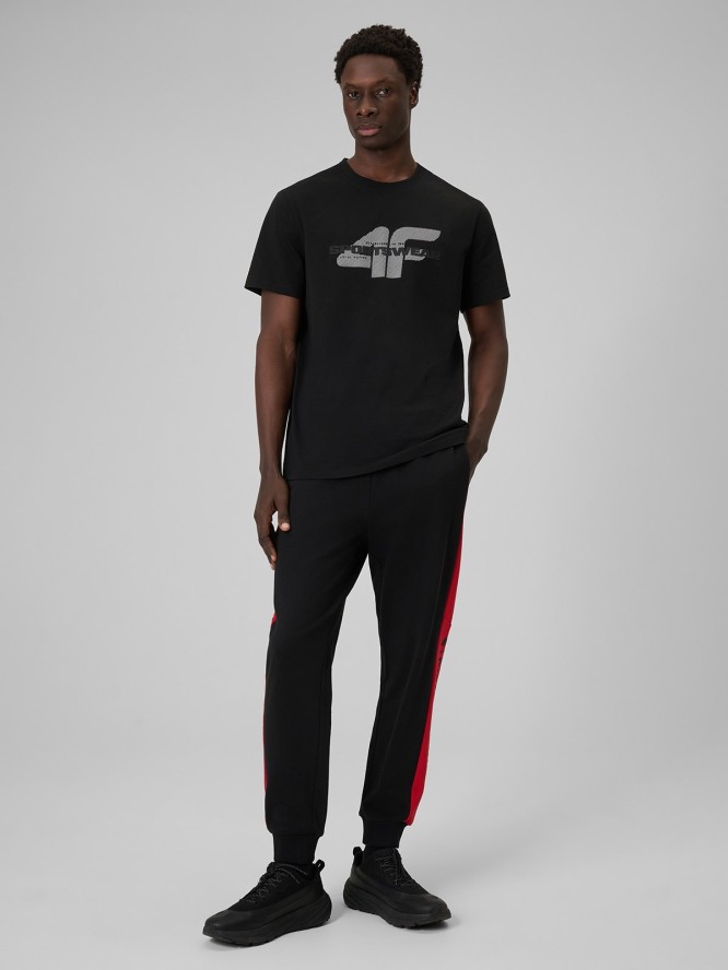 4F T-shirt regular z nadrukiem męski - czarny L