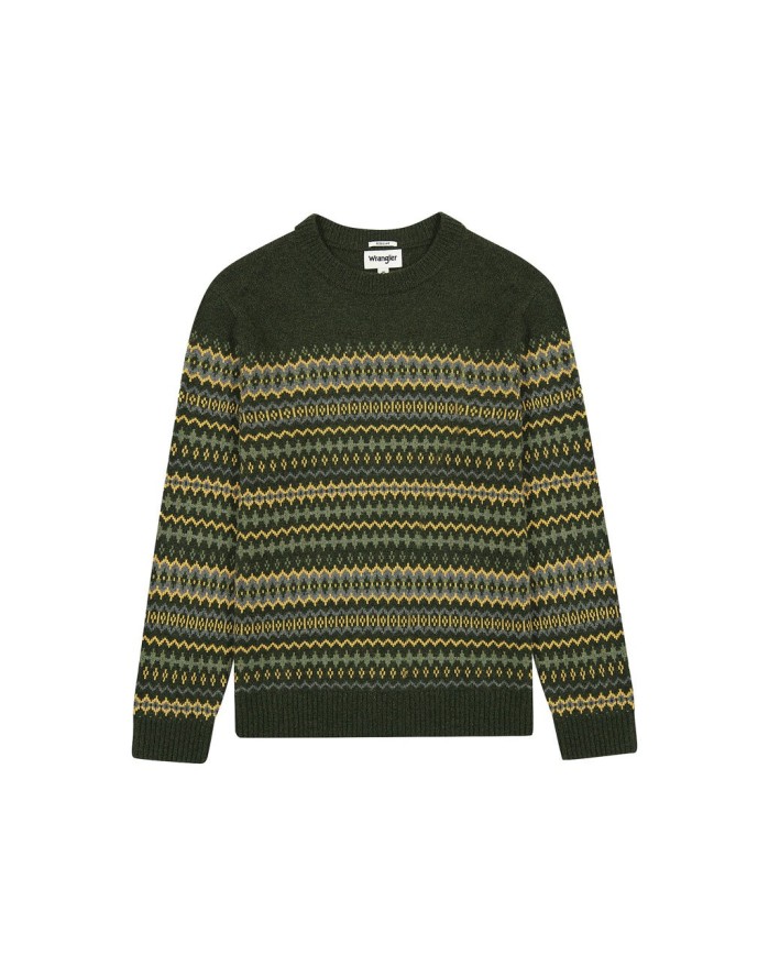 WRANGLER FAIRISLE SWEATER MĘSKI SWETER CIEPŁY VERDANT GREEN 112357294 W8F7014320