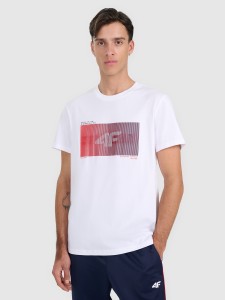 4F T-shirt regular z nadrukiem męski - biały XXL