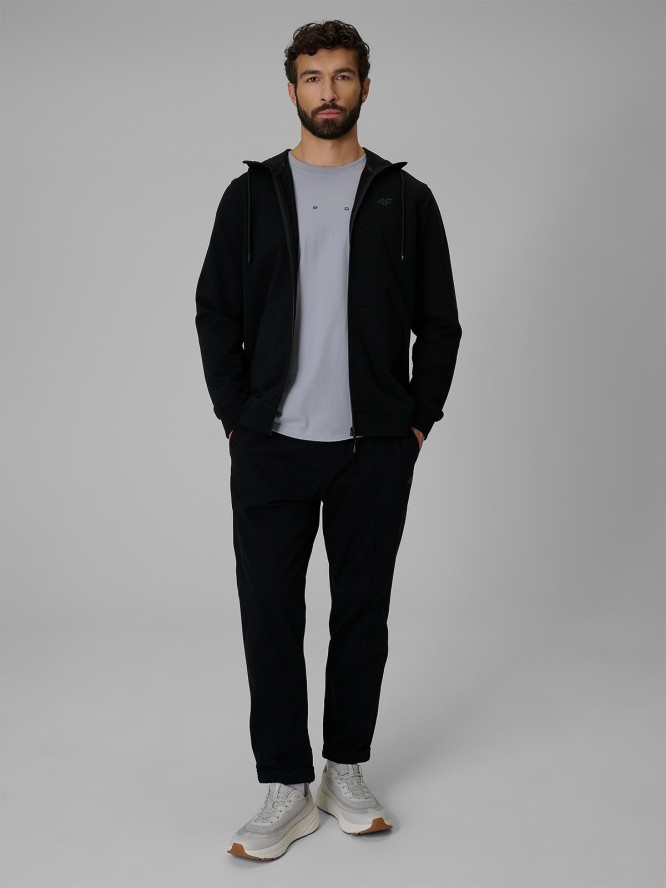 4F Bluza dresowa regular z kapturem męska - czarna M