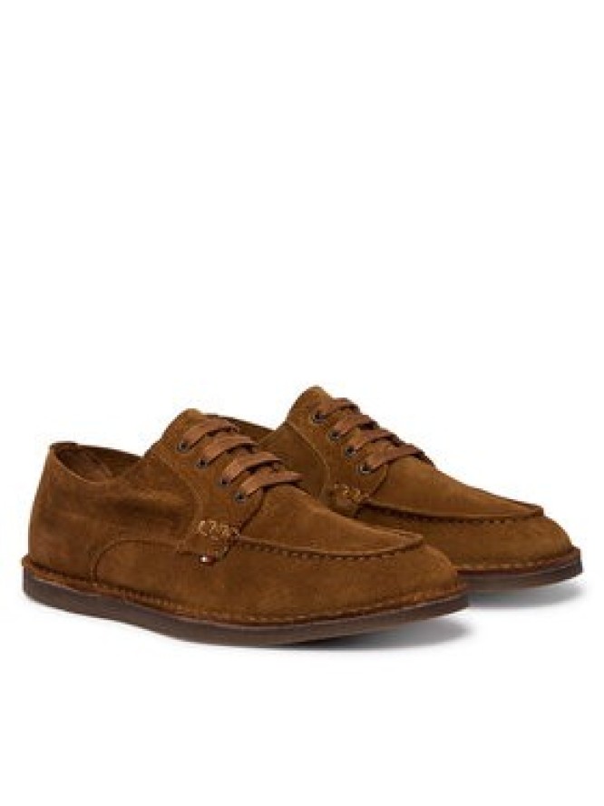 Tommy Hilfiger Półbuty Stitchdown Suede Derby FM0FM05841 Brązowy