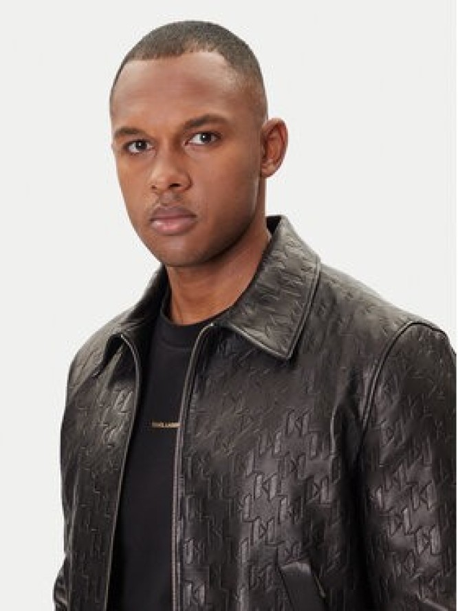 KARL LAGERFELD Kurtka skórzana 555000 554400 Czarny Regular Fit