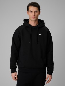 4F Bluza dresowa regular z kapturem męska - czarna M