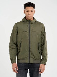 Kurtka męska ze ściągaczami z kapturem khaki Ronabi 303