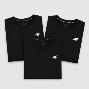 KOMPLET KOSZULEK MĘSKICH 4F ZESTAW 3PAK T-SHIRT S TTSHM3341 CZARNY