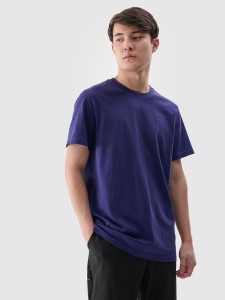 4F T-shirt regular gładki męski - granatowy XXL