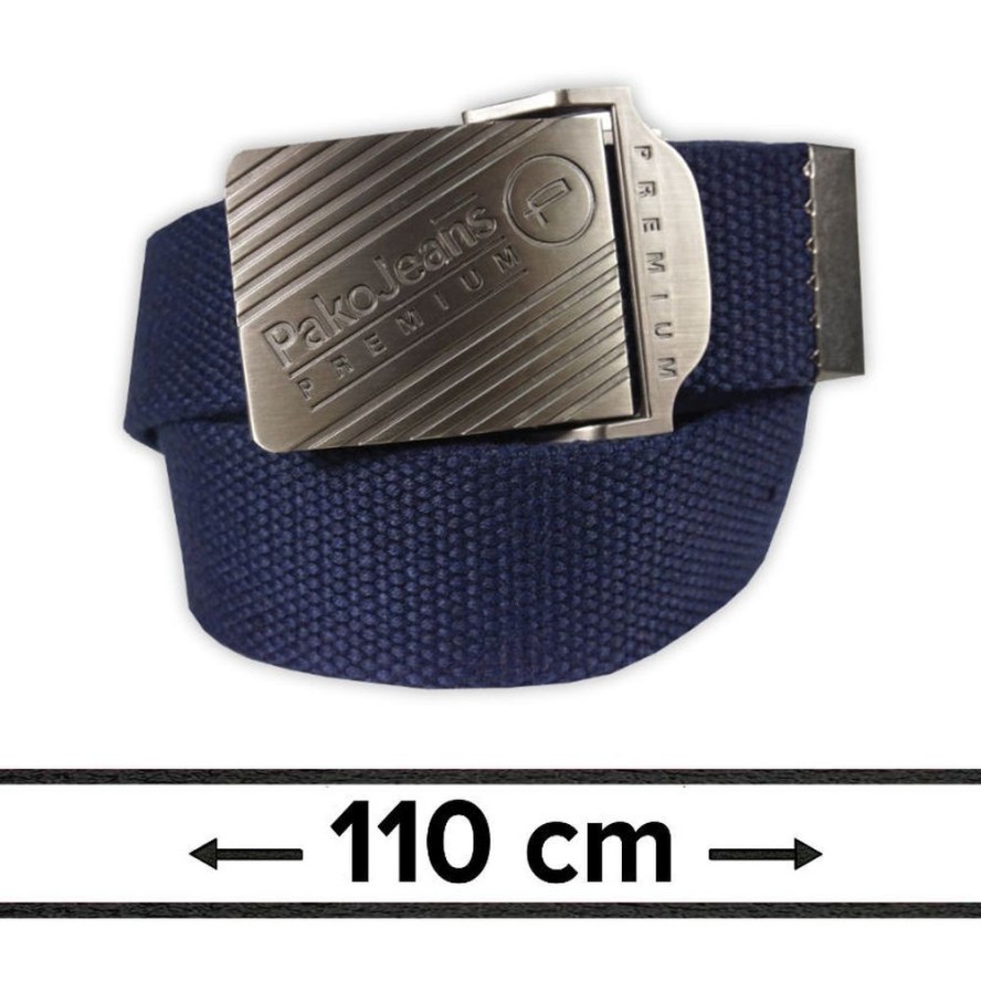 Pasek Materiałowy, Militarny Granatowy 110 cm Solidny, Klamra Zamykana Manualnie -Pako Jeans