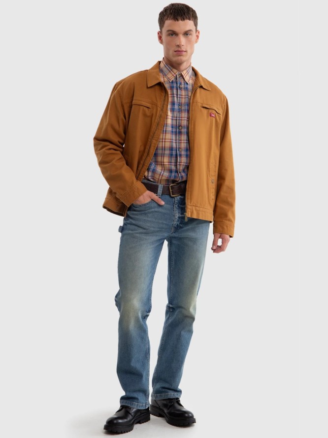 Pasek męski skórzany ze złotą klamrą ciemnobrązowy Buffel 803