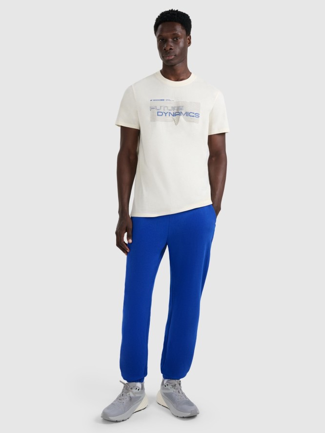 4F T-shirt regular z nadrukiem męski - kremowy XXL