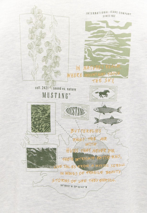 MĘSKA KOSZULKA MUSTANG T-shirt Alvarado Whisper White Melange 1015668 2078