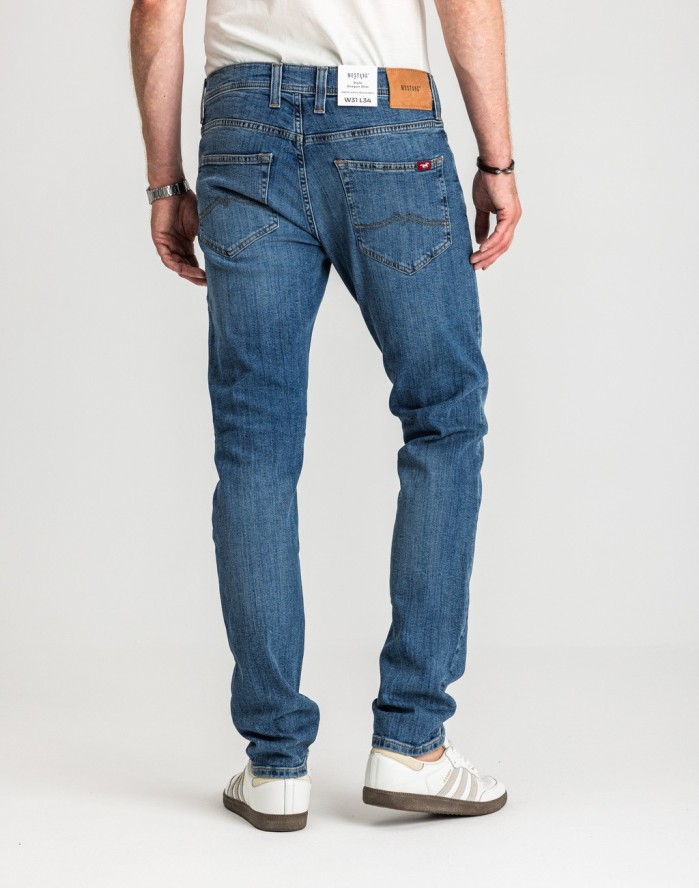 Męskie Spodnie Jeansowe Mustang Oregon Slim Denim Blue 1015042 5000 583
