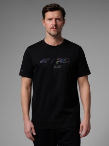 4F T-shirt regular z nadrukiem męski 4F x Robert Lewandowski - czarny XL