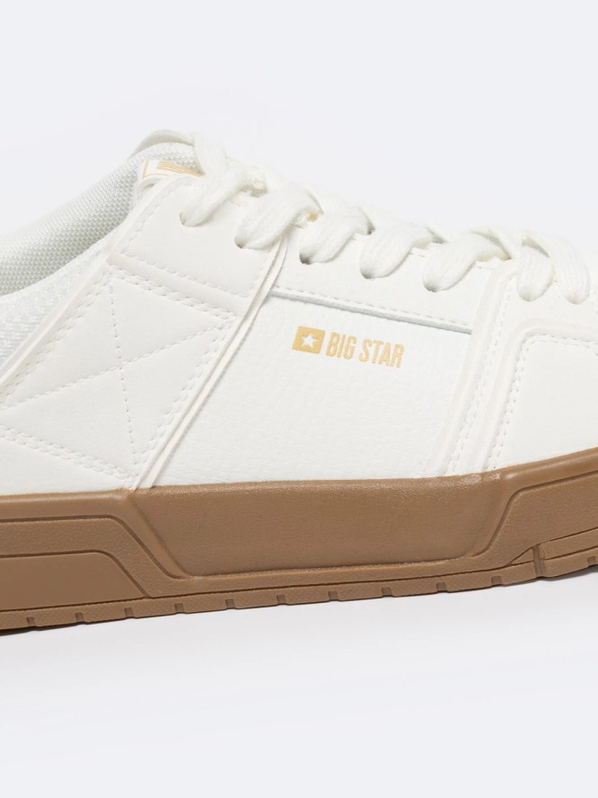 Sneakersy męskie z kontrastową podeszwą białe NN174093 101