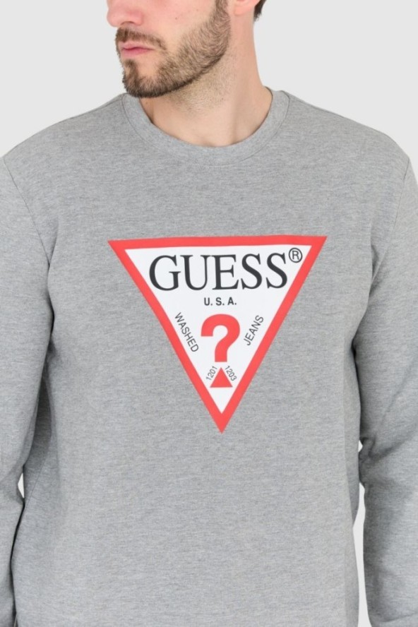 GUESS Szara męska bluza slim fit, Rozmiar XXL