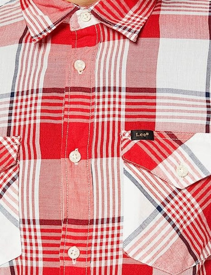 LEE SS REGULAR SHIRT MĘSKA KOSZULA MATERIAŁOWA CORE RED L66VMFMN 112116674