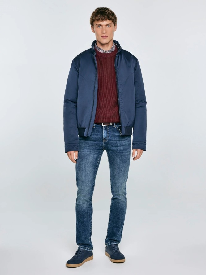 Sneakersy męskie sportowe ze skóry ekologicznej granatowe SS174079 403