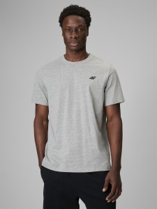 4F T-shirt regular gładki męski - szary S