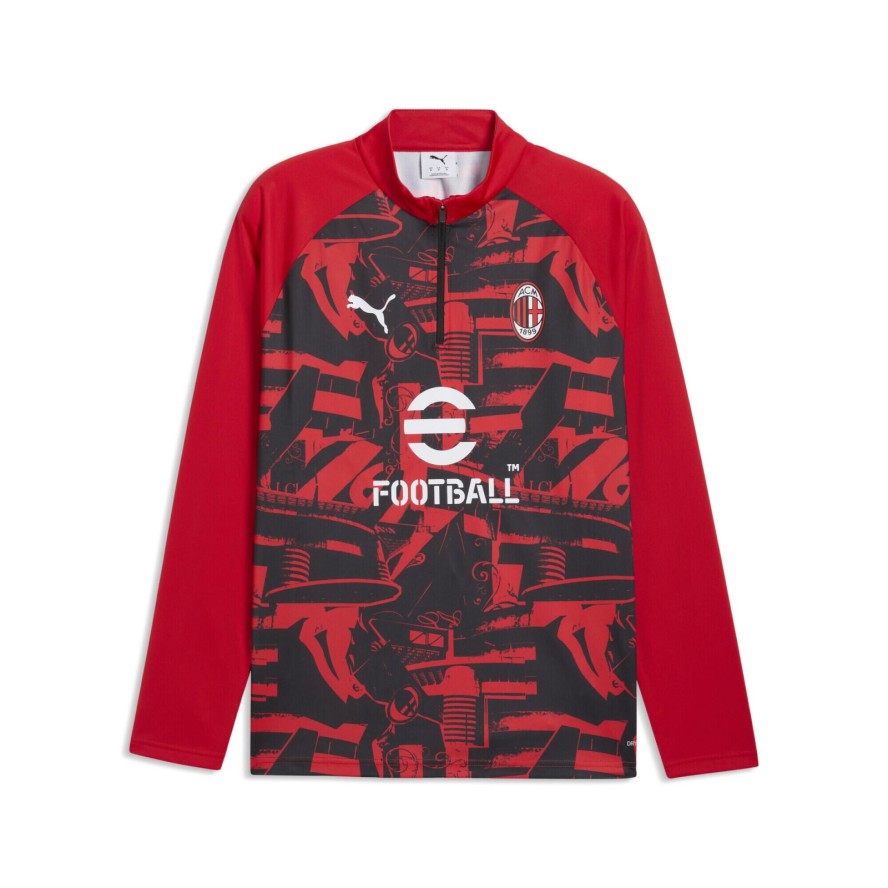 Męska koszulka na rozgrzewkę AC Milan z zamkiem 1/4 PUMA