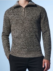 Ocieplany melanżowy sweter z wysokim kołnierzem - brązowy